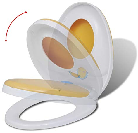 Ksodgun Toilettensitz mit Absenkautomatik Erwachsene/Kinder WC Sitz Toilettendeckel Toilettensitz Klodeckel Weiß & Gelb