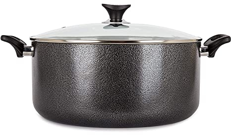 34cm Aluminum Casserole Dish with Tempered Glass Lid - Induction Compatible, Non Stick, Easy Clean, Cooking Pots - Perfect Stock Pot, Dutch Oven, Stew Pot, Oven Dishes and Pasta Pot