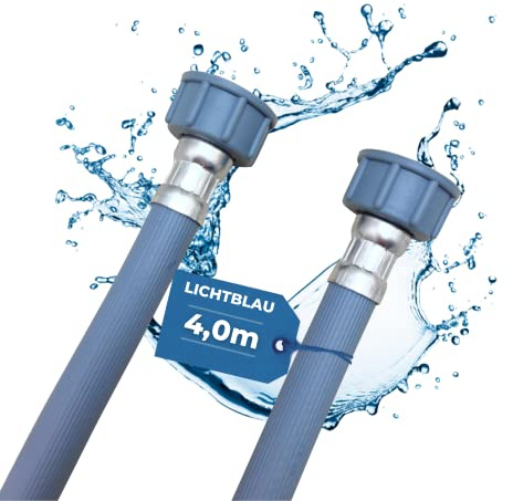 LICHTBLAU Zulaufschlauch 4 m Waschmaschine & Spülmaschine – 3/4 Zoll Wasserzulaufschlauch, Gerade/Gerade Anschluss, universal Füllschlauch mit Dichtung