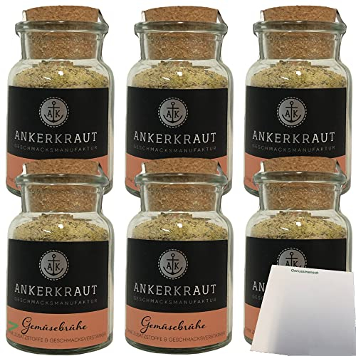 Ankerkraut Gemüsebrühe ohne Geschmacksverstärker und Zusatzstoffe 6er Pack (6x90g Glas) + usy Block