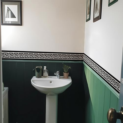 FUNLIFE 2 Rouleaux frise murale adhesive géométrie, Imperméable plinthe pvc, Convient pour les cuisines, Salle de Bains, Plafond, Salon, Chambre Décoration plinthe adhesive 10cm X 200cm Brossé Argent