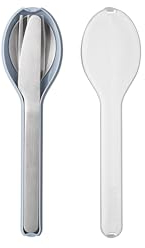 Mepal - Set di posate da 3 pezzi Ellisse - Set di posate da portare - Composto da coltello, forchetta e cucchiaio - Con custodia da viaggio - Acciaio inossidabile - Nordic Blue