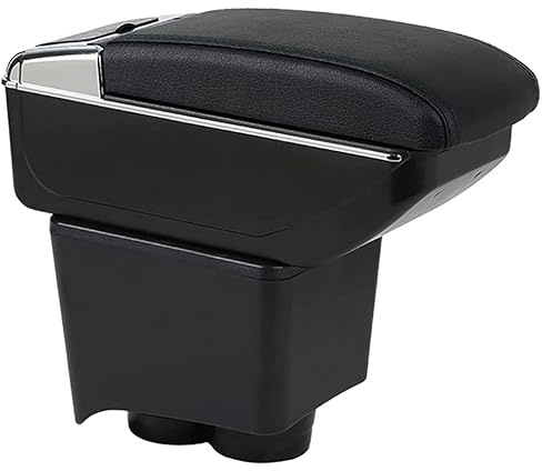 OYHCM Auto Mittelarmlehne für VW Polo 9N 3 2002-2009,mit Getränkehalter | Passend für VW Polo 9N 3 Armlehne,Klappbarer Getränkehalter,Doppelter Stauraum,PU-Leder,Montage ohne Bohren