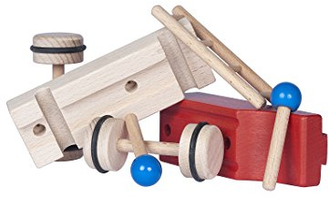 Jamso Design PuzzleMobil Feuerwehrwagen klein I Holzspielzeug ab 1 Jahr I Holzauto aus Buche in 7 Teile zerlegbar I Fördert Motorik & Koordination