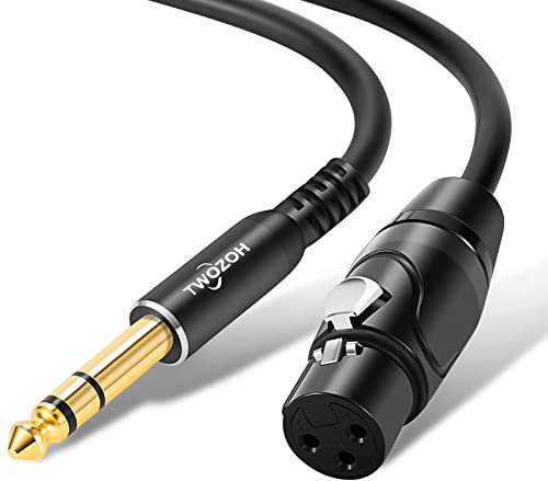 Twozoh XLR Female to 6.35mm (1/4 Inch) Male TRS Cable 2M, Quarter Inch Jack TRS balanced to XLR Microphone Cable (Profesional/HiFi)