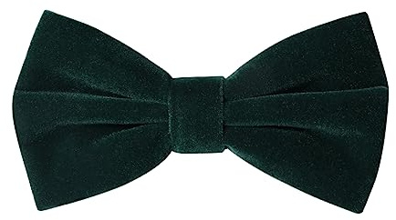 HOULIFE Papillon da uomo – Papillon regolabile in velluto pre-legato papillon in tinta unita con farfalle per sposo matrimonio formale con confezione regalo, verde scuro, 12x7cm