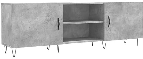 vidaXL TV Schrank, Fernsehschrank mit Eisenbeinen, Fernsehtisch für Wohnzimmer, Lowboard Sideboard TV Ständer TV Gerät, Betongrau Holzwerkstoff