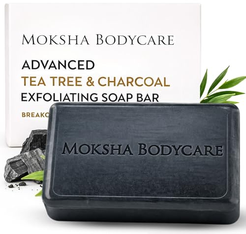Peeling-Seife mit Teebaumöl und Holzkohle – [hergestellt in Großbritannien] Peeling-Seife für Flecken, Mitesser, Pickel, Hautunreinheiten, fettige Haut, Gesichts- und Körperpe (Charcoal)