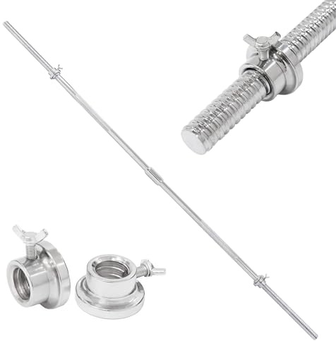 ALLINLIFE Barra de Pesas 220cm, Barra Recta Desmontable 28mm de Diámetro cromado, 2 Tuerca, Acero Resistente, Agarre Antideslizante, Barra de Levantamiento de Pesas, Barra Olímpica en Gym Casa