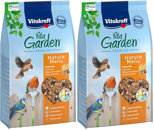 Vitakraft Vita Garden, Protein Mix, Vogelfutter für Wildvögel, mit vielen tierische Proteinen, umweltschonend, Ambrosia Controlled (1x 1kg) (Packung mit 2)