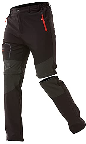 ZOEREA Mens Outdoor Hiking Trousers Convertible Breathable Lightweight Quick Dry Climbing Shorts Men's Zip Off Trekking Pants Black,XXL