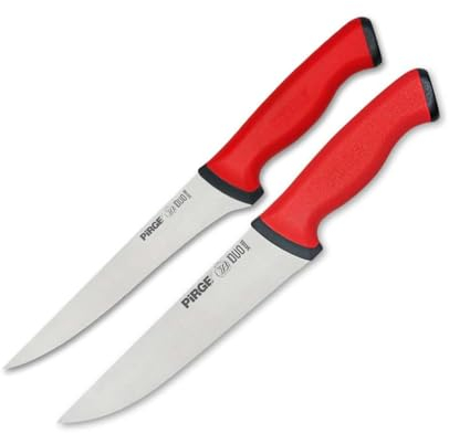 Pirge Metzger- und Ausbeinmesser Set, 16,5 cm & 19 cm, Profi Messer, Schlachtermesser, Fleischermesser, Schärfste Metzgermesser, Edelstahl, Küchenmesser, Ergonomisches Rutschfester Griffdesign