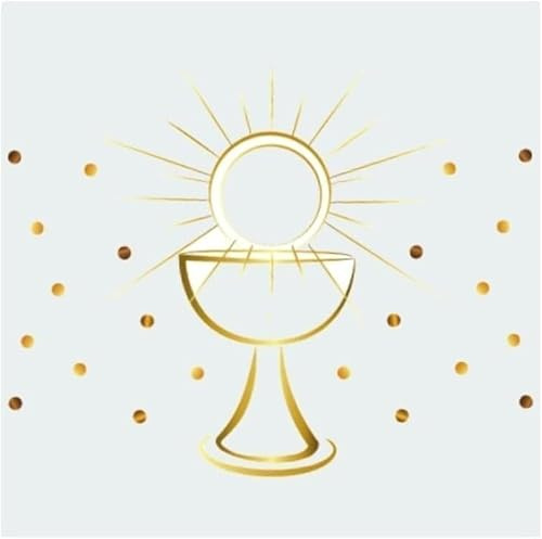 Servietten Kommunion Konfirmation Kelch & Sonne Weiß Gold – 33x33 cm 3-lagige Papier-Servietten mit christlichen Symbolen – Tischdeko für Erstkommunion, Firmung, Taufe & kirchliche Feste 40 Servietten