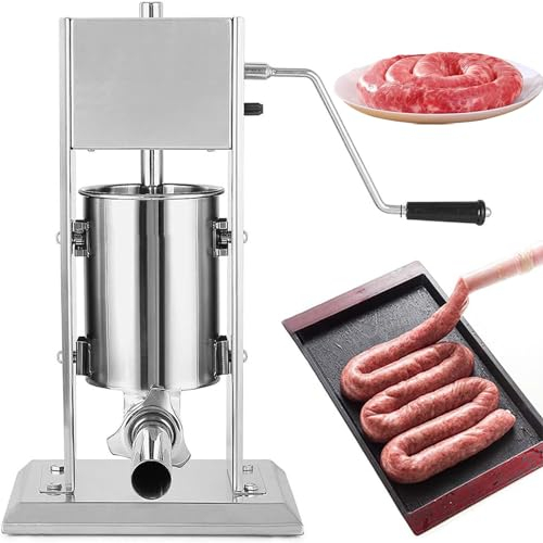 URJWAN 2l 3l 5l 7l 10l 15l Vertical Sausage Stuffer Food Processors 4 Filling Nozzles Kitchen Accessories Home Appliance fdor Hot Dog Easy to Use for Beginners and Professionals,10L