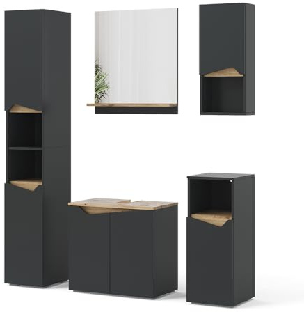 Vicco Combinación de Muebles de baño Marelle, Antracita, 60 cm