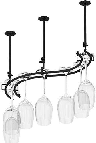 ZURBAQD Rotweinregal, Weinglashalter, hängender Weinglashalter, Kelch-Stielglas-Regal unter dem Schrank, Weinglas-Regal aus Metall, Aufbewahrungsorganisator, für Schrank/Küche/Bar, Schwarze