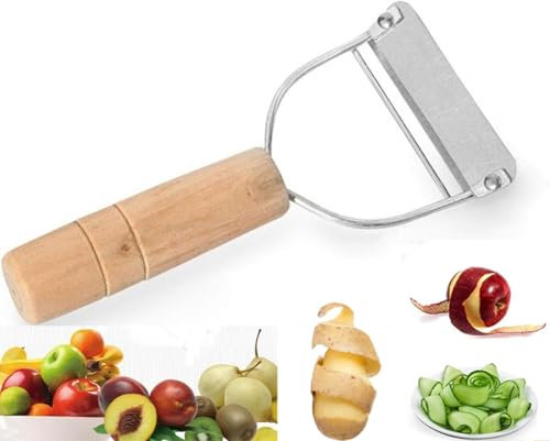 Stainless Steel Peeler Potato Vegetable Peeler Smooth Wooden Handle Stainless Steel Blade Fruit Peeler Peeling Tool for Kitchen Accessories Gadgets