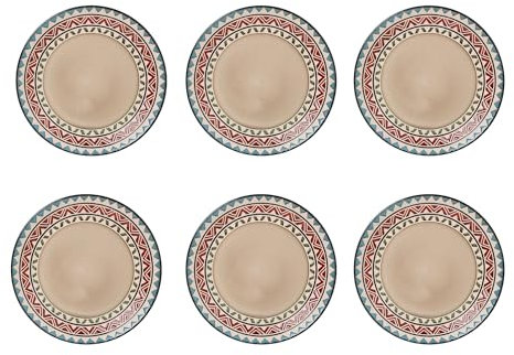 MYOLIO Speiseteller Aus Keramik, 6 Stück Sicherheit Hohe Temperaturbeständigkeit Rundes Porzellan for Salat Dessert Pasta Mittagessen Vorspeisenteller(7.5 in)