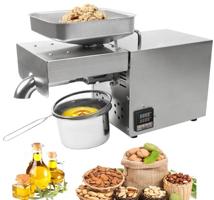 Oil Press Extractor Machine, Cold & Hot Press Electric Oil Maker, 610W Stainless Steel High Oil Extractor for Seeds Nuts, Household Automatic Oil Maker for Peanuts Sesame