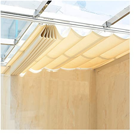 Outdoor-Terrassenüberdachung, Markise, Sonnenschutz für Garten, Balkon, einziehbare und anpassbare Größe, Beige 1,2 x 2 m