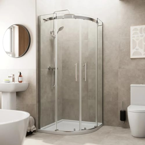 Diamond® 900mm Frameless Quadrant Shower Door Enclosure for Wet Room Cubicle Enclosures, 8mm Toughened Safety Glass, Chrome