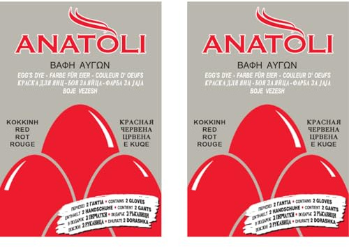 Anatoli Eierfarbe rot 2x 3g Verpackung | Traditionelle Griechische Osterfarbe | Einfache Anwendung in Pulverform | Paska