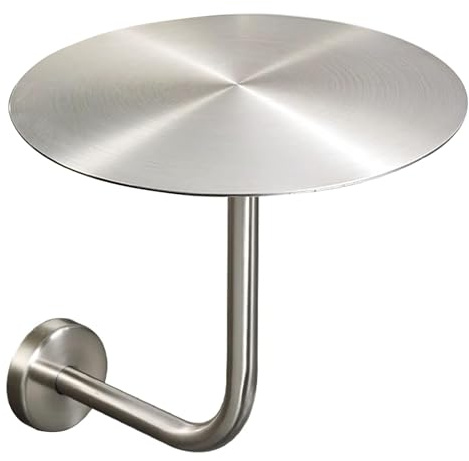 Runder Stehtisch aus Edelstahl, moderner Cocktailtisch mit L-förmiger Wandhalterung, Beistelltisch für Küche, Frühstück und Esszimmer, kompaktes silbernes Design (35 x 35 x 45 cm)