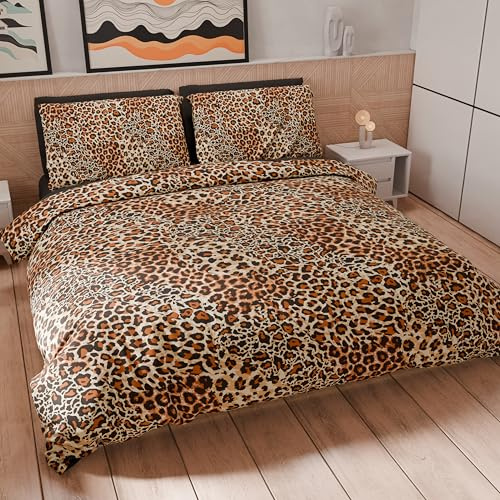 PETTI Artigiani Italiani - Set Copripiumino Singolo 135x200 cm (1 Federa 75x50 cm Inclusa), Parure Copripiumino Microfibra con Stampa Digitale Animalier 04 - Made in Italy