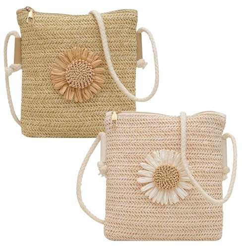 MLPKOI Handytasche Zum Umhängen Damen, Umhängetasche Klein, Strohtaschen für Frauen Crossbody Strand Tasche, mit Langem Gurt, für Reisen, Urlaub, Strand