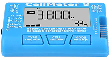 RASTKY LiPo Battery Voltage Tester RC CellMeter 8 Digital Battery Capacity Voltage Checker Meter for LiPo Li-ion NiMH RC CellMeter 8