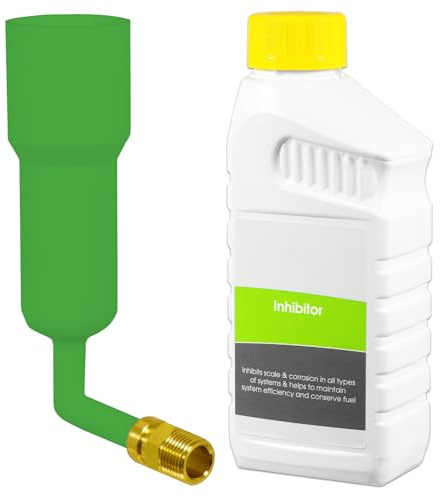 SPARES2GO Central Heating Inhibitor Concentrate Anti Corrosion Liquid (500ml Bottle) + Radiator Dosing Funnel Tool