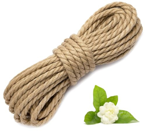Corde de Chanvre Naturel 10 mm x 10 m, Ficelle de Jute Robuste et Résistante - pour Le Jardinage, la Décoration, l'Emballage Cadeau, Les Mariages et Tous Projets DIY et Artisanat