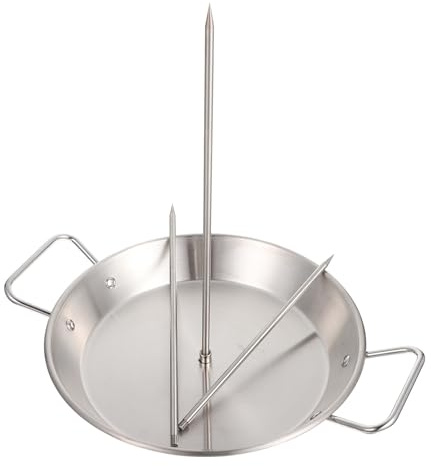 ANDRESLAD Soporte para Parrilla Vertical Desmontable de Acero Inoxidable para Barbacoa al Aire con Pinchos Extraíbles para Carne Accesorio Ligero y Fácil de Limpiar para Camping y Barbacoas