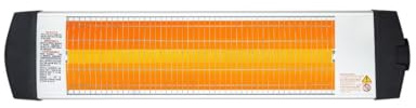 Econat 1500W Infrared Heater, Wall or Ceiling Mount, Indoor/Outdoor Electric Patio Heater, Adjustable Thermostat, Silver