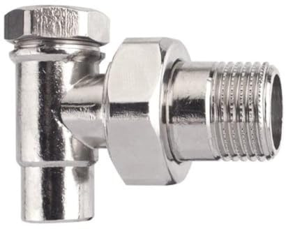 Cornat T591006 Heizkörper Verschraubung Eck absperrbar, Silber, 15mm x 1/2
