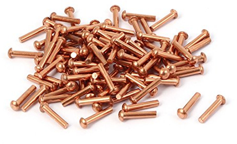 sourcing map rund Kopf Kupfer massiv Nieten Hardware Gold 2 X 10 mm | a16041400ux0881