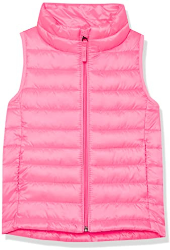 Amazon Essentials Girls' Lightweight Water-Resistant Packable Puffer Vest, Neon Pink, Large