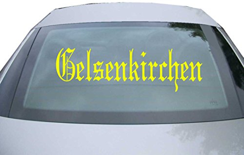 Indigos UG Aufkleber Heckscheibe & Motorklappe - neongelb - 600x180 mm - Stadt Gelsenkirchen - selbstklebender Sticker für Auto, Fenster, Bus oder LKW