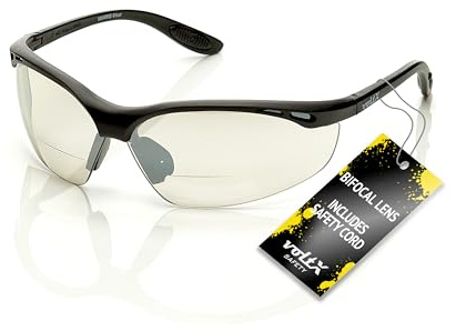 voltX CONSTRUCTOR Lunettes de Sécurité Bifocales Verres Miroir | Certifiées CE EN166F. Verres miroir intérieur/extérieur UV400 antibuée. Cordon de sécurité inclus.