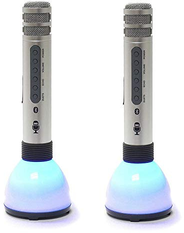 Singing Machine Duet - Altavoz portátil Bluetooth con micrófono (2 unidades)