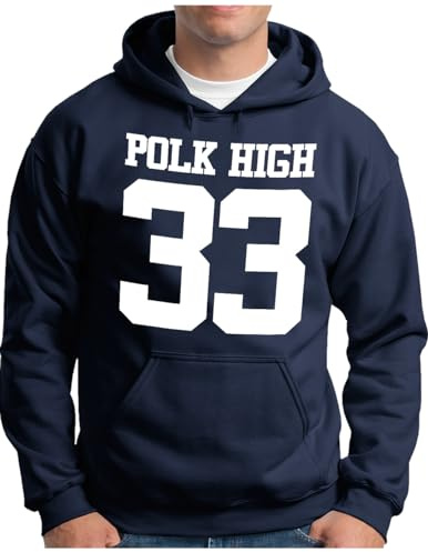 OM3® POLK-HIGH-33 Hoodie | Herrar | Al Bundy Kult TV-serie High School American Football | Huvtröja S – 4XL
