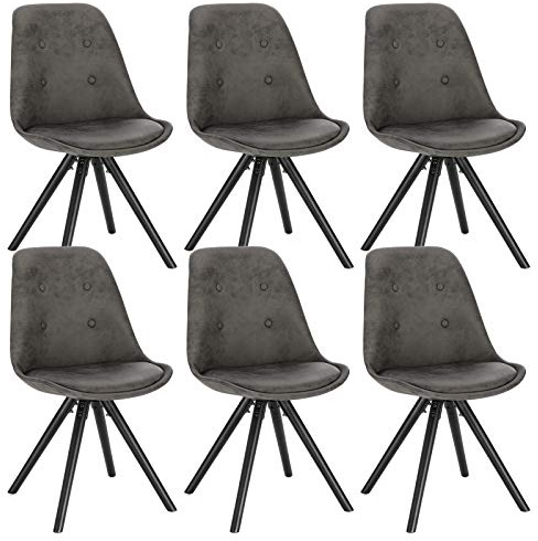 WOLTU Esszimmerstühle 6er Set, Küchenstühle gepolstert | Skandinavisch Design, Sitzfläche aus Stoffbezug, für Wohnzimmer Küche Esszimmer, Anthrazit