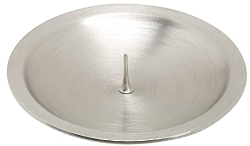 NKlaus Kerzenteller Messing Ø 7.7cm Kerzenständer Für Kerzen bis Ø6cm Taufkerze Kerzenhalter mit Dorn 0.5cm Kerzenuntersetzer Stumpenkerzen Kommunion Taufe Silber matt 10973