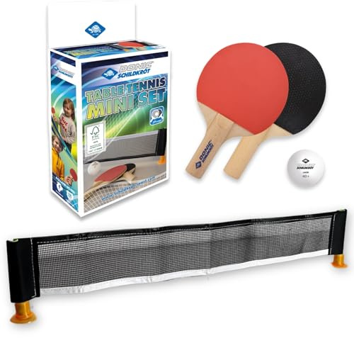 Donic-Schildkröt Mini Set de Tennis de Table, 2 Raquettes FSC, Filet avec Ventouses, 1 Balle, dans Une Nouvelle Boite de Carton, 788460