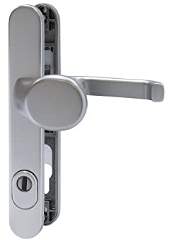 ABUS Türbeschlag SRG92N ZS F1 mit Ziehschutz - für Haustüren - Türklinke innen und Türknauf außen - für Türen mit schmalen Rahmen - Aluminium