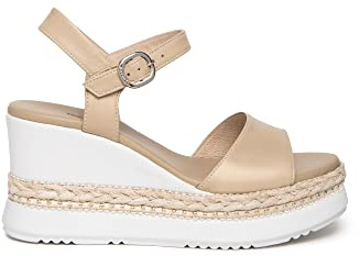 Nero Giardini - Sandalo in Pelle Beige con Zeppa
