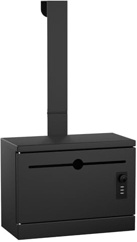 Pochar Over-the-Door Steel Specimen Container - Payment, Key, Night Drop Box - 6.5'' Height Adjustable, Removable Hinge for Wall Mount (Black)