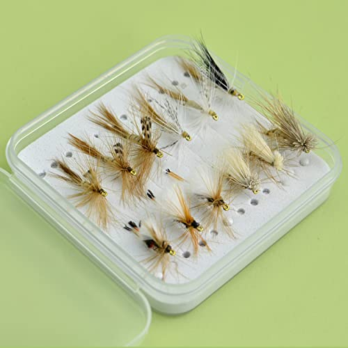 YAZHIDA | Fly Fishing Fly Fishing Set | Dry Fly | Wet | Nymph | One Mini Fly Box | (Elk Hair csddis/royal trude)