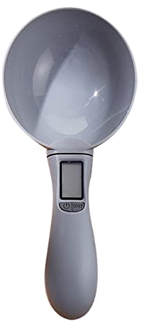 ACSUZ Balanza De Comida para Mascotas Taza De Plástico Portátil para Perros Y Gatos Tazón De Alimentación Cuchara A Escala con Pantalla Led Taza,Gris