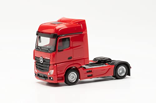 herpa 309189-003 Mercedes-Benz Actros `18 Bigspace Zugmaschine, originalgetreu im Maßstab 1:87, Modell LKW für Diorama, Modellbau Sammlerstück, Deko Miniaturmodelle aus Kunststoff, rot